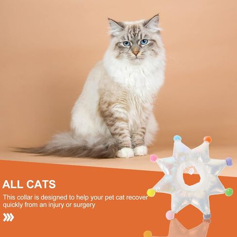 Puppy Collar Cat Recovery Cone Collar Lovely Pom Pom Star Pet Neck Safety Elizabethan for Dog Puppy Surgery (L) Pets in Saudi Arabia