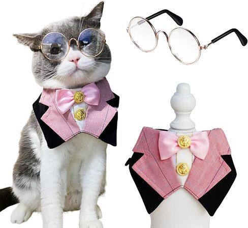 Dog Tuxedo Formal Cat Wedding Bandana Dog Collar with Bow Tie Cat Birthday Costume Dog Wedding Attire Dog Valentines Outfit Pet Gentlemen Sunglasses (blue) in Saudi Arabia