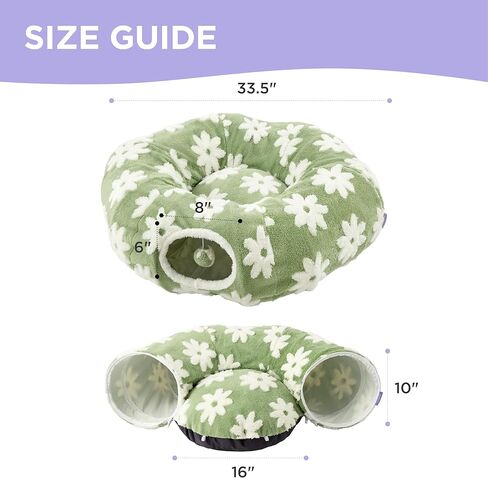 Lesure Cat Tunnel Bed for Indoor - Cute Cat Donut Tunnel with Washable Circle Cushion, Round Pet Peekaboo Cave Toy for Kitten/Puppy/Rabbit, Blue in Kuwait