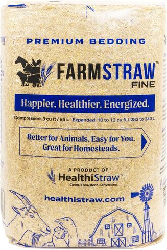 FarmStraw Fine Cut, 3 cu ft – All-Natural Wheat Straw Animal Bedding for Homesteads, Hobby Farms, and Small Pets – Clean, Absorbent and Soft – Sustainably Sourced in Saudi Arabia