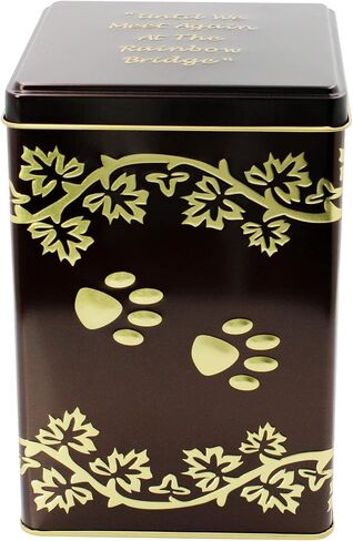 Large Rainbow Bridge Paw Print Economy Pet Cremation Urn Tin - 85 Cubic Inch Capacity for a Pet Weighing up to 70 Pounds - Pet Memorial Urn Tin for Ashes in Saudi Arabia