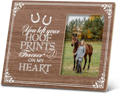Horse Pet Memorial Picture Frame,You Left Your Hoof Prints Forever on My Heart 10×8 inch White Wooden Tabletop Photo Frame,Sympathy Gifts for Loss Of Horse,Passed Away Horse Memorial Gifts in Saudi Arabia