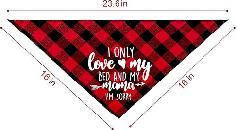 Family Kitchen مضحك لطيف أحمر منقوش كلب قطة باندانا وشاح، أنا فقط أحب سريري وماما جرو الكلب وشاح المرايل الملحقات هدية عيد ميلاد الحيوانات الأليفة in Kuwait