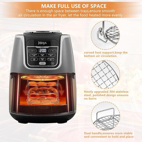 Rack for Ninja AF161 Max XL Air Fryer,304 Stainless Steel Multi Layer Dehydrator Rack Accessories Compatible with Ninja AF161 Max XL Air Fryer in Saudi Arabia