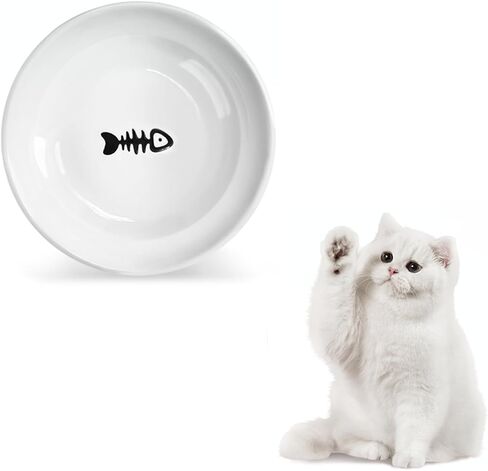 Cat Food Bowls 4 Pack, 6 inch Wide Shallow Cat Food Bowl Set, Non-Slip Silicone Bottom, Shallow Wide Kitten Plates for Food, Microwave and Dishwasher Safe (4 Pack) in Saudi Arabia