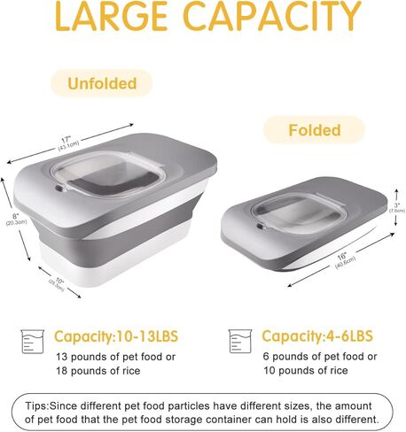 10 Lbs Dog Food Storage Container，Collapsible Pet Food Storage with Airtight Lid ，Silicone Pet Bowl and Dog Food Scoop，Cat Food Storage container Dry Food for Pets, Rice,Cereal in Saudi Arabia