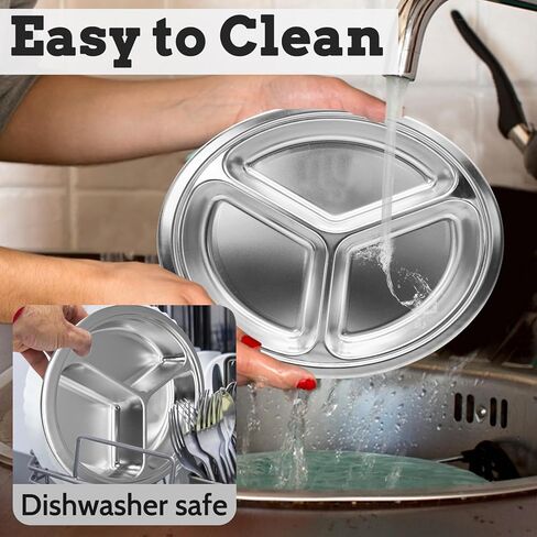 3 عبوات من أوعية القطط المصنوعة من الفولاذ المقاوم للصدأ، أطباق طعام ومياه ضحلة للقطط وأطباق معدنية واسعة مقسمة للحيوانات الأليفة مع 3 أقسام للكلاب والقطط الداخلية (قطر 10.2 بوصة) in Kuwait