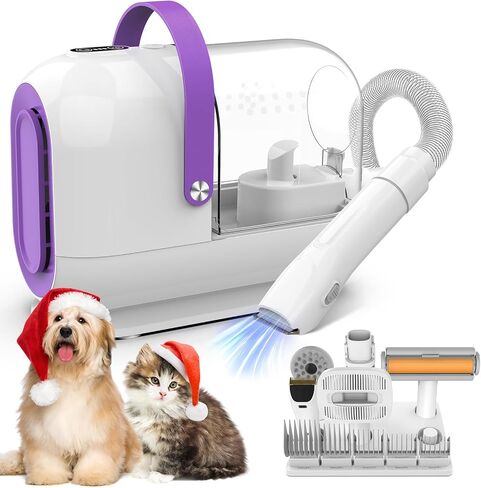 Dog Grooming Kit&Vacuum, 3L Pet Grooming Vacuum 99% Pet Hair Suction, 5 Pet Grooming Tools, 5 Combs, Quiet Pet Vacuum Groomer with Hair Roller, Massage Nozzle for Shedding Dogs, Cats in Saudi Arabia
