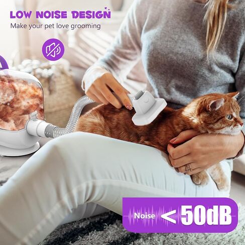 Dog Grooming Kit&Vacuum, 3L Pet Grooming Vacuum 99% Pet Hair Suction, 5 Pet Grooming Tools, 5 Combs, Quiet Pet Vacuum Groomer with Hair Roller, Massage Nozzle for Shedding Dogs, Cats in Saudi Arabia