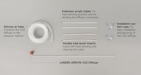 LANDEN AERVITA CO2 Diffuser Kits, Nano-Sized Ceramic diffusing disc Professional Aquarium CO2 High-Efficiency XS Size with Suction Cups and Silicone air Hose for Aquarium Tank Use Under 10gal(40L) in Saudi Arabia