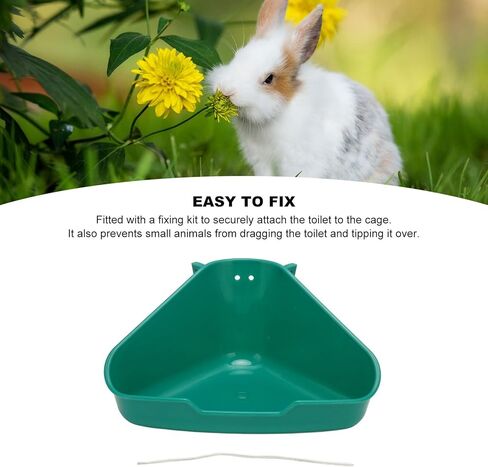 وعاء فضلات الزوايا، صندوق فضلات الأرانب، مدرب على المرحاض للحيوانات الأليفة للقوارض والأرانب والشنشيلا والفئران وخنازير غينيا وغيرها من الحيوانات الصغيرة، مرحاض على شكل قفص أرنب بلاستيكي (أخضر داكن) in Kuwait