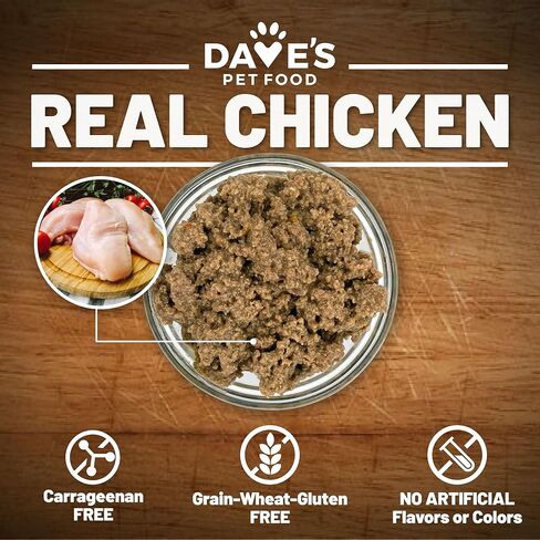 طعام القطط المعلب الرطب الخالي من الحبوب من Dave's Pet Food (باتي، جوبليشس جورميه)، صنع في الولايات المتحدة الأمريكية طعام القطط الرطب الصحي الطبيعي، الفيتامينات والمعادن المضافة، خالي من الحبوب، علب 13 أونصة (علبة تحتوي على 12) in Kuwait