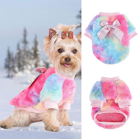 Pet Dog Clothes Dog Sweater Soft Thickening Warm Pup Dogs (Pink blue, XX-Small) in Saudi Arabia