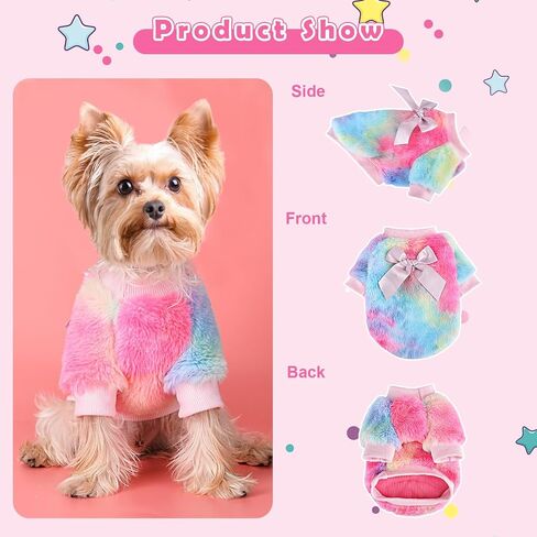Pet Dog Clothes Dog Sweater Soft Thickening Warm Pup Dogs (Pink blue, XX-Small) in Saudi Arabia