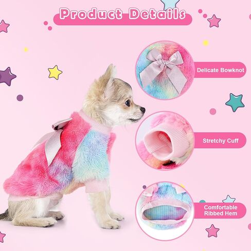 Pet Dog Clothes Dog Sweater Soft Thickening Warm Pup Dogs (Pink blue, XX-Small) in Saudi Arabia
