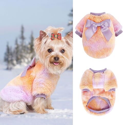 Pet Dog Clothes Dog Sweater Soft Thickening Warm Pup Dogs (Pink blue, XX-Small) in Saudi Arabia