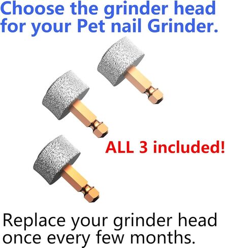 Dog nail Grinder Replacement Grinding Wheels 3 pieces for IDMD,Casfuy,LuckyTail and Most Brands' Dog/Cat/Pet Nail Grinders, replaceable heads,Diamond Heads/Bits for Large Medium Dog Nails Care in Kuwait