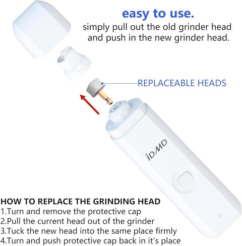 Dog nail Grinder Replacement Grinding Wheels 3 pieces for IDMD,Casfuy,LuckyTail and Most Brands' Dog/Cat/Pet Nail Grinders, replaceable heads,Diamond Heads/Bits for Large Medium Dog Nails Care in Kuwait