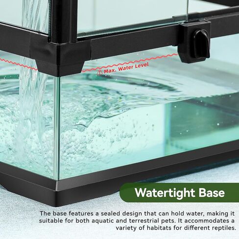 35 gallon Glass Reptile Tank Front opening Terrarium Suitable for Leopard Geckos, Snakes, Chameleons,Watertight Base, Ventilated Metal Mesh Top, Pre-Drilled Cable Holes (24''x18''x18'') in Saudi Arabia