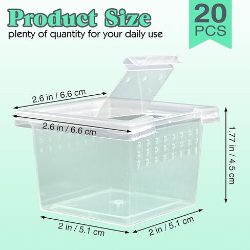 20 قطعة من حاوية حبال الرتيلاء، قفص صغير الحجم للحشرات، حاوية بلاستيكية للتفريخ، صندوق تربية شفاف، حامل صغير للحلزون الصغير المفصلي (2x2x1.77 بوصة) in Kuwait