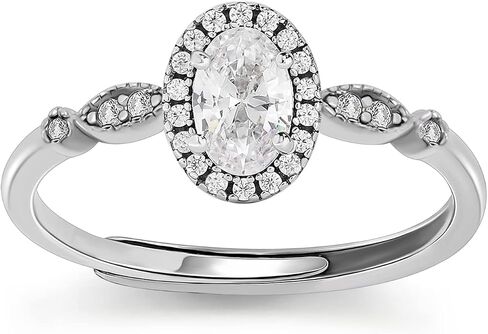 Meissa 0.5CT Diamond Engagement Ring for Women 925 Sterling Silver Dainty Minimalist Princess Oval Cubic Zirconia Promise Ring Size Adjustable 3-10 (Silver) in Saudi Arabia