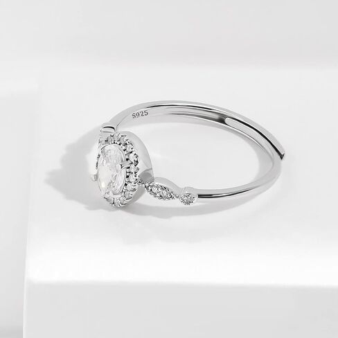Meissa 0.5CT Diamond Engagement Ring for Women 925 Sterling Silver Dainty Minimalist Princess Oval Cubic Zirconia Promise Ring Size Adjustable 3-10 (Silver) in Saudi Arabia