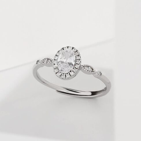 Meissa 0.5CT Diamond Engagement Ring for Women 925 Sterling Silver Dainty Minimalist Princess Oval Cubic Zirconia Promise Ring Size Adjustable 3-10 (Silver) in Saudi Arabia