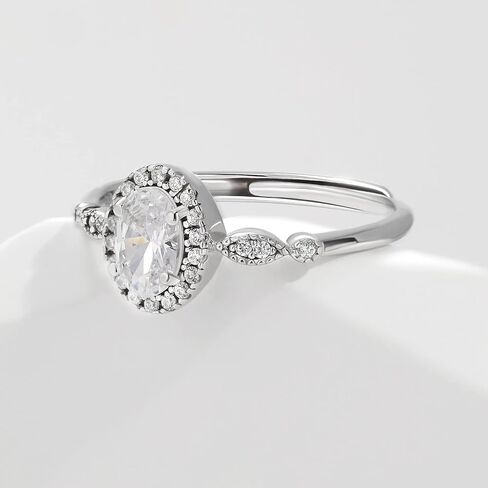 Meissa 0.5CT Diamond Engagement Ring for Women 925 Sterling Silver Dainty Minimalist Princess Oval Cubic Zirconia Promise Ring Size Adjustable 3-10 (Silver) in Saudi Arabia