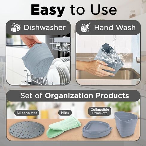 2 Silicone Slow Cooker Divider Liners, 1 Silicone Mat and 2 Silicone Oven Mitts; 2 Round Liners for 6-8 Qt Crock Pot with Handles and Pour Spouts; Food Grade, Reusable, Dishwasher Safe, Easy Clean Up in Saudi Arabia