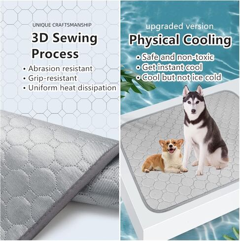بساط تبريد للكلاب، بساط تبريد للحيوانات الأليفة للكلاب، لا يحتاج إلى ماء أو كهرباء، وسادة تبريد للكلاب لبيوت الكلاب والأقفاص والسيارات، بساط تبريد من الحرير الجليدي الداخلي والخارجي للكلاب الكبيرة جدًا والقطط والحيوانات in Kuwait