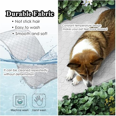 بساط تبريد للكلاب، بساط تبريد للحيوانات الأليفة للكلاب، لا يحتاج إلى ماء أو كهرباء، وسادة تبريد للكلاب لبيوت الكلاب والأقفاص والسيارات، بساط تبريد من الحرير الجليدي الداخلي والخارجي للكلاب الكبيرة جدًا والقطط والحيوانات in Kuwait