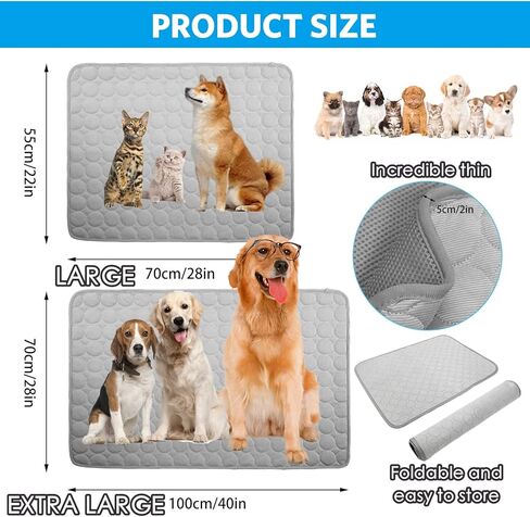 بساط تبريد للكلاب، بساط تبريد للحيوانات الأليفة للكلاب، لا يحتاج إلى ماء أو كهرباء، وسادة تبريد للكلاب لبيوت الكلاب والأقفاص والسيارات، بساط تبريد من الحرير الجليدي الداخلي والخارجي للكلاب الكبيرة جدًا والقطط والحيوانات in Kuwait