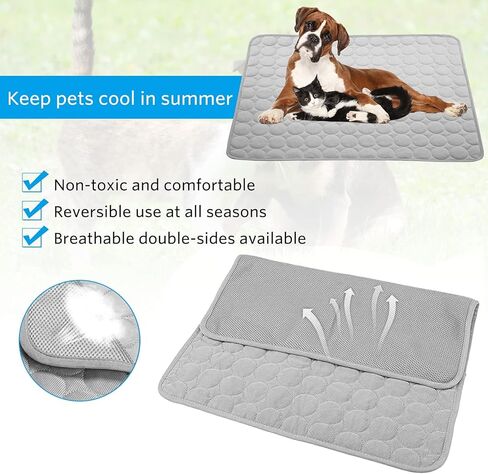 بساط تبريد للكلاب، بساط تبريد للحيوانات الأليفة للكلاب، لا يحتاج إلى ماء أو كهرباء، وسادة تبريد للكلاب لبيوت الكلاب والأقفاص والسيارات، بساط تبريد من الحرير الجليدي الداخلي والخارجي للكلاب الكبيرة جدًا والقطط والحيوانات in Kuwait