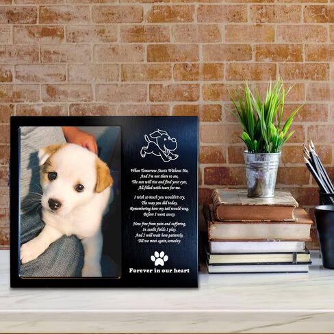 Dog Memorial Gifts for Loss of Dog, Rainbow Bridge Dog Memorial Picture Frame, 4x6 Inches, Personalized Metal (DBRu) in Saudi Arabia