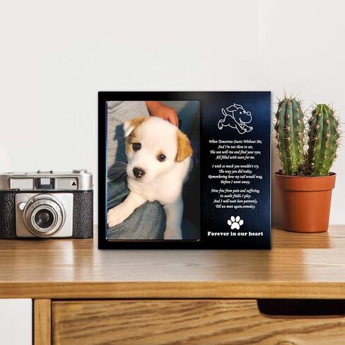 Dog Memorial Gifts for Loss of Dog, Rainbow Bridge Dog Memorial Picture Frame, 4x6 Inches, Personalized Metal (DBRu) in Saudi Arabia