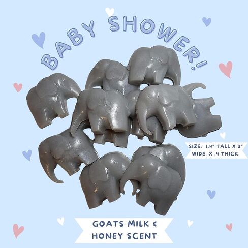 Elephant Soaps for Baby Shower Favors First Birthday Party Goats Milk Honey Scent 20 Pack (gray) in Saudi Arabia