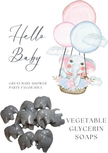 Elephant Soaps for Baby Shower Favors First Birthday Party Goats Milk Honey Scent 20 Pack (gray) in Saudi Arabia