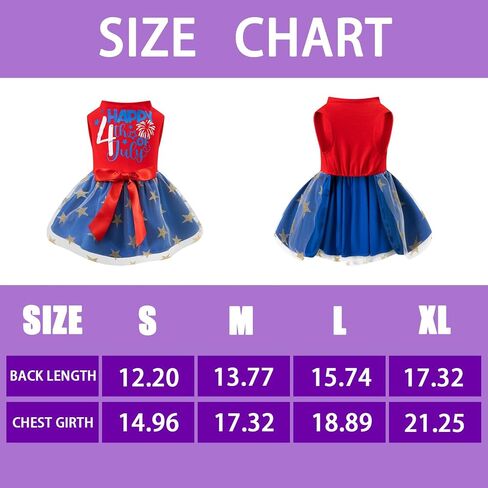 4th of July Dog Dress for Small Dogs Girl Patriotic Dog Clothes,Pet Cat Apparel (Small) in Kuwait