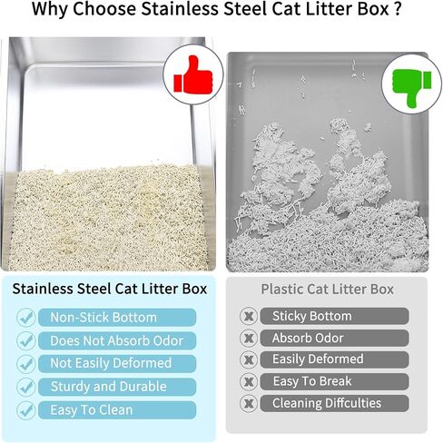 Sfozstra Enclosed Stainless Steel Cat Litter Box with Scoop,Metal Litter Box High Sided, Anti-Leakage, Easy Cleaning, Large Litter Box for Big Cats (White) in Saudi Arabia
