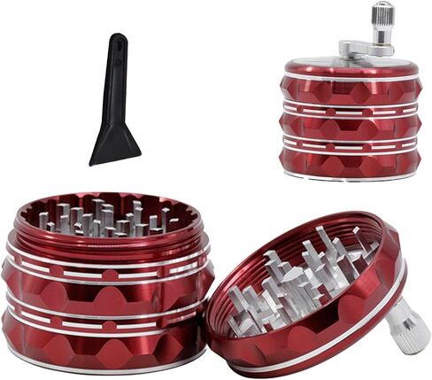 مطحنة توابل من الألومنيوم، مطحنة توابل معدنية متعددة الأغراض مع وعاء مخبأ، مطحنة كبيرة قابلة للاستخدام مع غطاء علوي شفاف، أحمر للتوابل (أحمر) in Kuwait