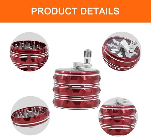 مطحنة توابل من الألومنيوم، مطحنة توابل معدنية متعددة الأغراض مع وعاء مخبأ، مطحنة كبيرة قابلة للاستخدام مع غطاء علوي شفاف، أحمر للتوابل (أحمر) in Kuwait