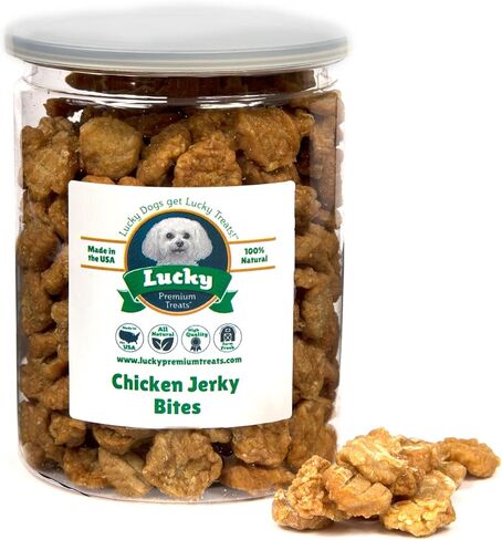 Lucky Premium Treats Chicken Bites – Small, Crunchy Dehydrated Chicken Dog Treats for Snacking & Training Rewards, Bite Size for Small to Large Dogs (14 oz) in Kuwait