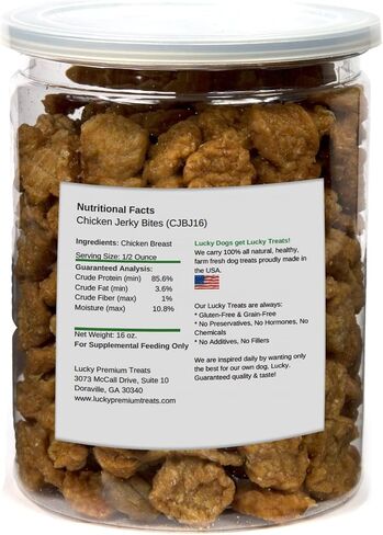 Lucky Premium Treats Chicken Bites – Small, Crunchy Dehydrated Chicken Dog Treats for Snacking & Training Rewards, Bite Size for Small to Large Dogs (14 oz) in Kuwait