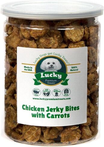 Lucky Premium Treats Chicken Bites – Small, Crunchy Dehydrated Chicken Dog Treats for Snacking & Training Rewards, Bite Size for Small to Large Dogs (14 oz) in Kuwait