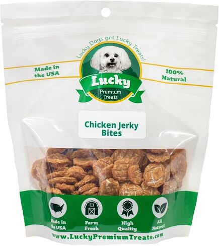 Lucky Premium Treats Chicken Bites – Small, Crunchy Dehydrated Chicken Dog Treats for Snacking & Training Rewards, Bite Size for Small to Large Dogs (14 oz) in Kuwait