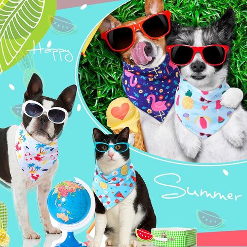 Sweetude 200 Pieces Hawaiian Dog Bandanas Bulk Summer Bandanas for Dogs Pineapple Palm Leaves Fruit Pattern Pet Triangle Scarf Puppy Dog Kerchief Bibs for Summer Holiday Costume Accessories Decoration in Kuwait