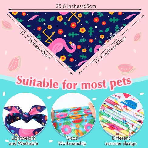 Sweetude 200 Pieces Hawaiian Dog Bandanas Bulk Summer Bandanas for Dogs Pineapple Palm Leaves Fruit Pattern Pet Triangle Scarf Puppy Dog Kerchief Bibs for Summer Holiday Costume Accessories Decoration in Kuwait