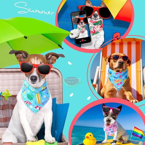 Sweetude 200 Pieces Hawaiian Dog Bandanas Bulk Summer Bandanas for Dogs Pineapple Palm Leaves Fruit Pattern Pet Triangle Scarf Puppy Dog Kerchief Bibs for Summer Holiday Costume Accessories Decoration in Kuwait