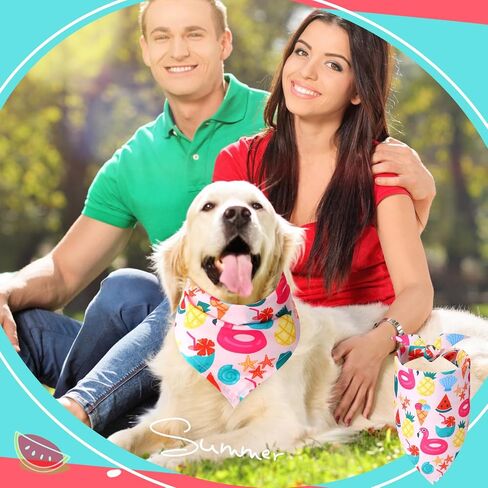 Sweetude 200 Pieces Hawaiian Dog Bandanas Bulk Summer Bandanas for Dogs Pineapple Palm Leaves Fruit Pattern Pet Triangle Scarf Puppy Dog Kerchief Bibs for Summer Holiday Costume Accessories Decoration in Kuwait