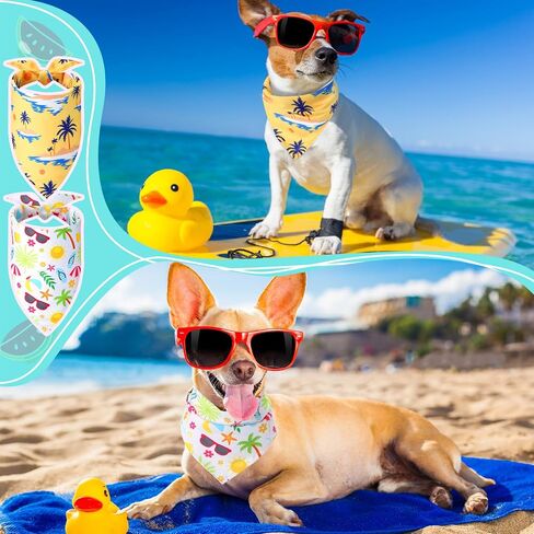 Sweetude 200 Pieces Hawaiian Dog Bandanas Bulk Summer Bandanas for Dogs Pineapple Palm Leaves Fruit Pattern Pet Triangle Scarf Puppy Dog Kerchief Bibs for Summer Holiday Costume Accessories Decoration in Kuwait